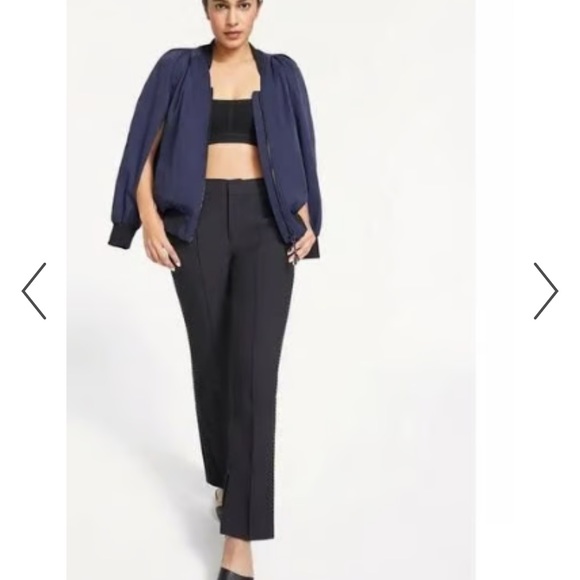 NWOT GSTQ Navy & Black Baseball Bomber Jacket Cape - coolest sleeve detail - L - Picture 3 of 12